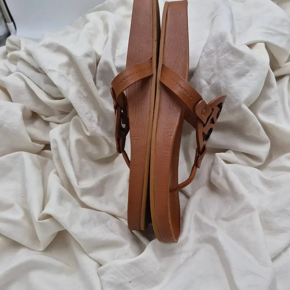 TORY BURCH MILLER CLOUD LEATHER SANDAL TAN SZ 10.5